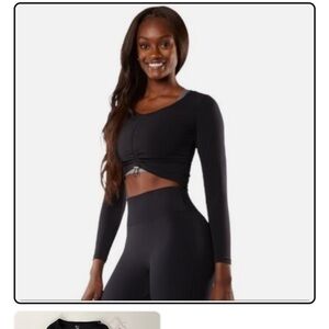 Buff Bunny Collection Flora Long Sleeve Ruched Crop top black XS